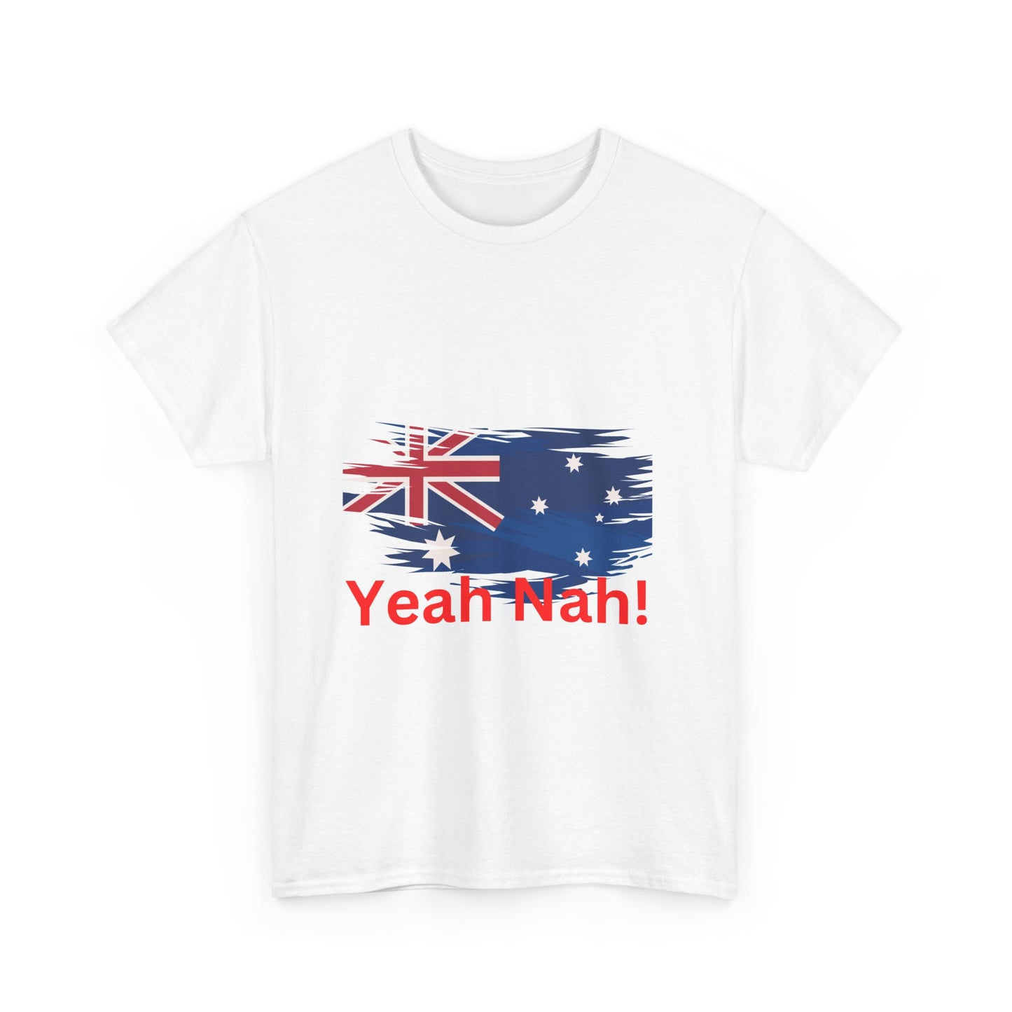 Yeah Nah! Unisex Heavy Cotton Tee - Fun Aussie Flag Graphic Tee